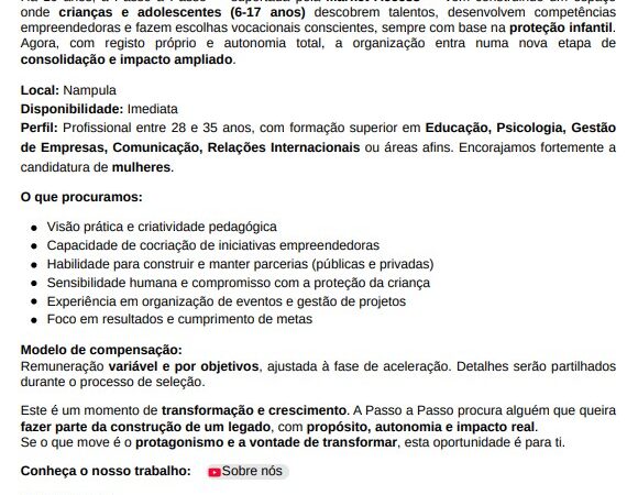 Vaga – Coordenador(a) – Portal Emprego